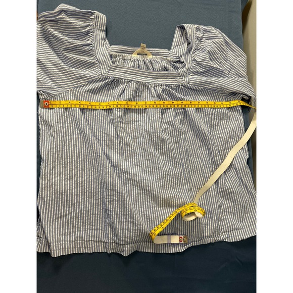 Terra & Sky Blue &‎ White Striped Square Neck Blouse 1X Pre-owned - Picture 6 of 9